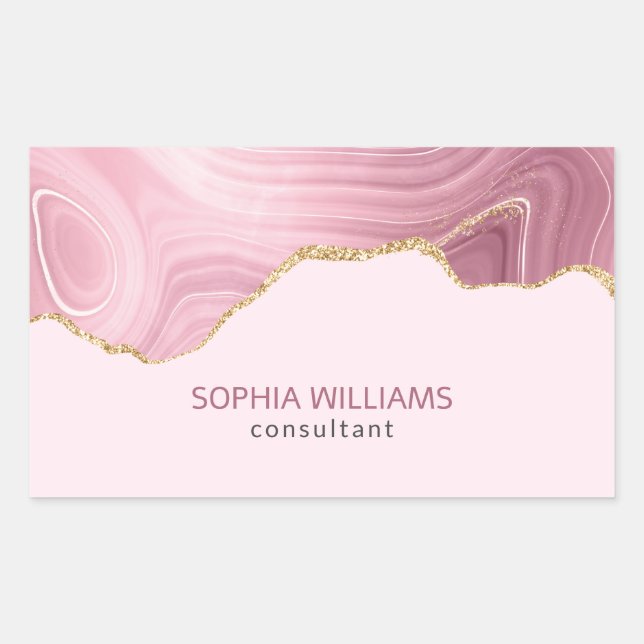 Pink Marble Gold Glitter Sticker (Front)
