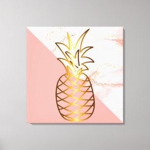 Pink Marble gold Pineapple Canvas Print