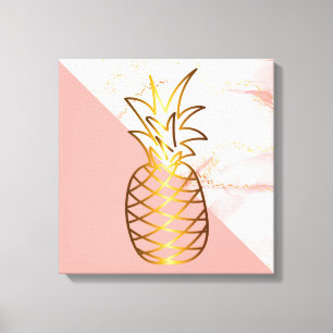 Pink Marble gold Pineapple  Canvas Print