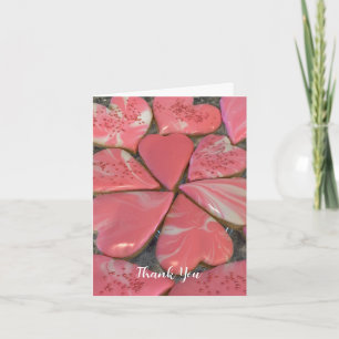 Pink Marble Heart Cookies Thank You Card
