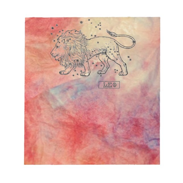 Pink Marble Leo Notepad (Front)