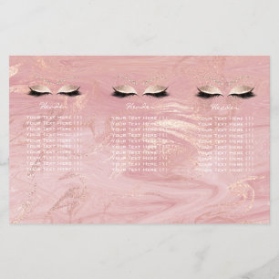 Pink Marble Makeup Eyes Lashes DL 3 Leaflet Flyer