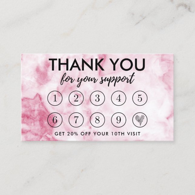 Pink Marble Makeup Hair Thanks Loyalty Card (Front)