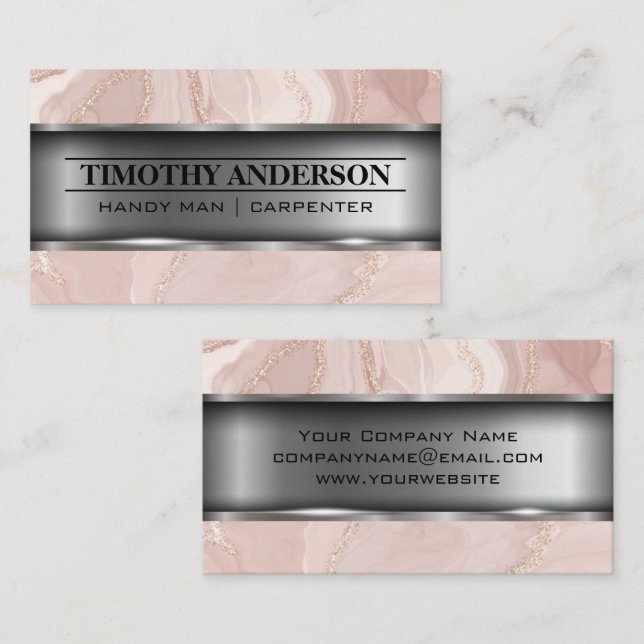Pink Marble | Metal Business Card (Front/Back)