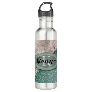 Pink Marble Minty Green Monogram     710 Ml Water Bottle