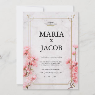 Pink Marble Modern Wedding Invitation