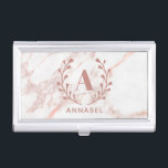 Pink Marble Monogram Any Initial & Name Custom Business Card Holder<br><div class="desc">Personalize with your own initial and name. © Gorjo Designs. Made for you via the Zazzle platform.</div>
