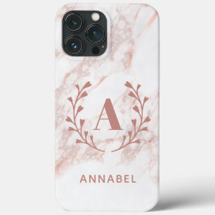 Pink Marble Monogram Any Initial & Name Custom  iPhone 13 Pro Max Case