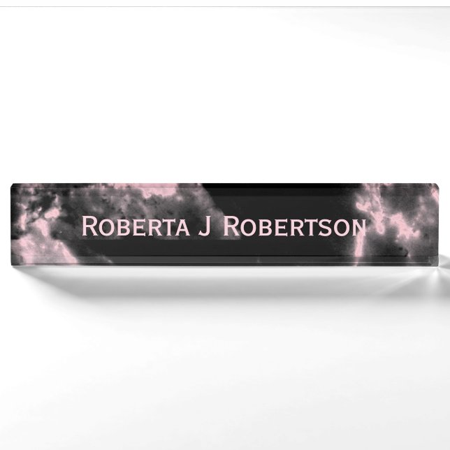 Pink Marble on Black Nameplate (Front)