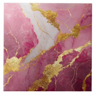 Pink Marble Pattern with Gold Tile
