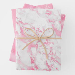 Pink Marble Pattern Wrapping Paper Sheet