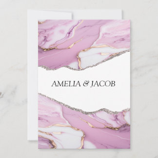 Pink Marble Persanolised Wedding Invitation Card
