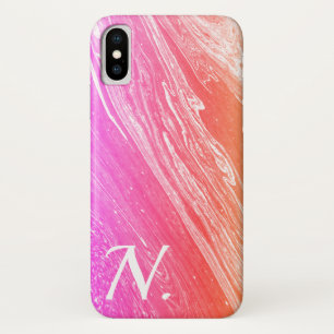 Pink Marble Polished Stone Imitation & Monogram Case-Mate iPhone Case
