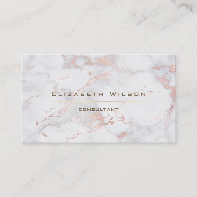 pink marble professional elegant plain business card (Front)