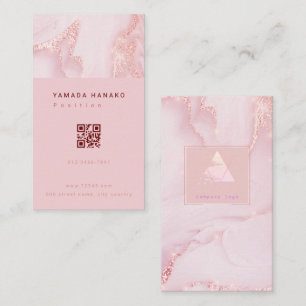 Pink marble QR business card