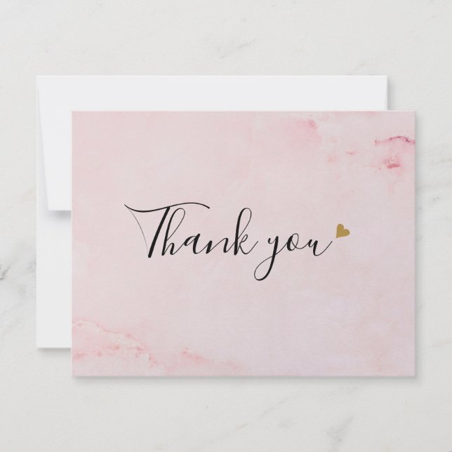 Pink Marble Script Business Thank You Card (Front)
