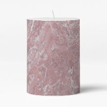 Pink Marble Style Pillar Candle