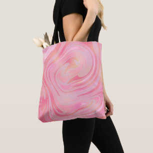 Pink Marble Swirl & Gold Glitter Pattern  Tote Bag