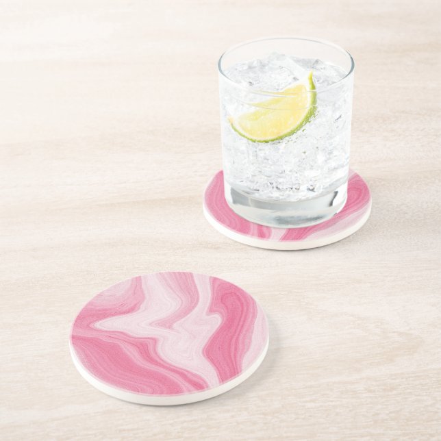 Pink Marble Swirl Pattern – Aesthetic Abstract  Coaster (Side)