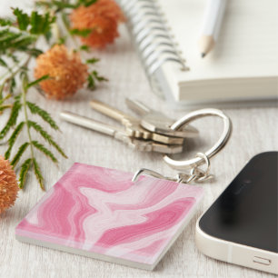 Pink Marble Swirl Pattern – Aesthetic Abstract  Keychain