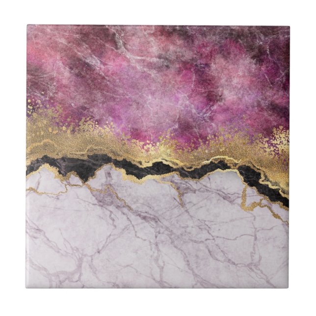 Pink Marble with Gold Pretty Tile (Front)