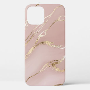 Pink marble with golden veins iPhone 12 case