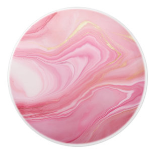 Pink marbled background ceramic knob