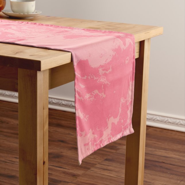 Pink Marbled Cloud abstract Short Table Runner (In Situ)