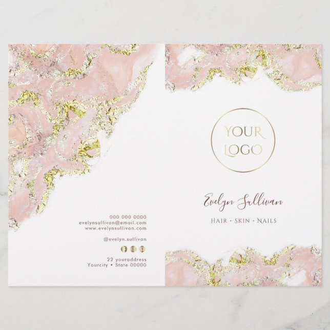 Pink marbling design service menu brochure (Front)