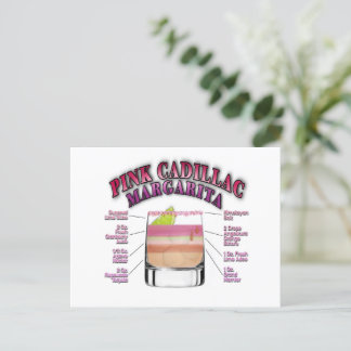 PINK MARGARITA Cocktail Recipe Art Postcard