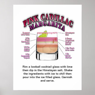 PINK MARGARITA Cocktail Recipe Art Poster