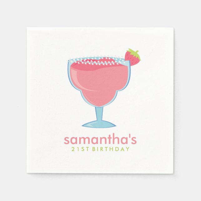 Pink Margarita Drink Summer Party Napkin (Front)
