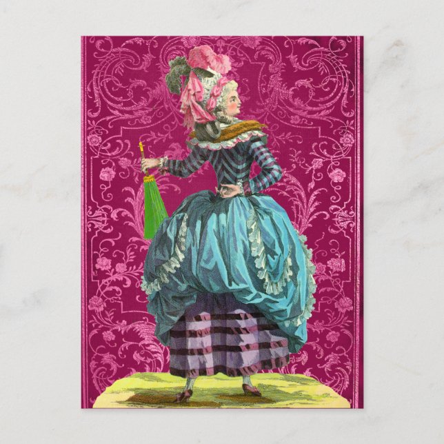 Pink Marie Antoinette Bonjour Friendship Greeting Postcard (Front)