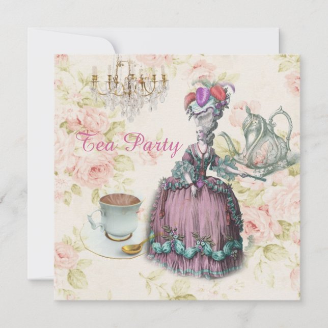 pink Marie Antoinette vintage paris tea party Invitation (Front)