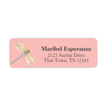 Pink Mariposa Dragonfly Address Label