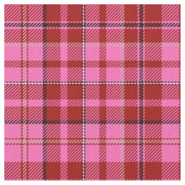 Pink Maroon Plaid Tartan Design  Fabric (Close Up)