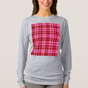 Pink Maroon Plaid Tartan Design T-Shirt
