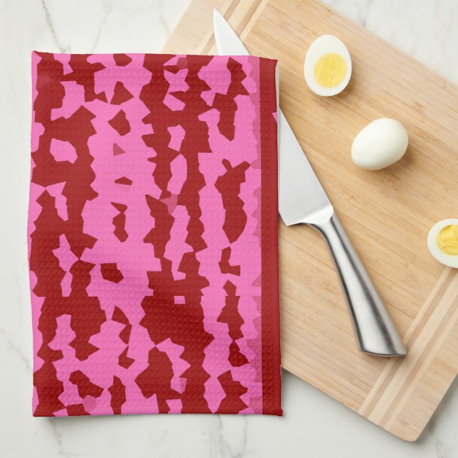 Pink Maroon Red Irregular Abstract Design  Kitchen Towel (Quarter Fold)