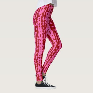 Pink Maroon Red Irregular Abstract Design Leggings