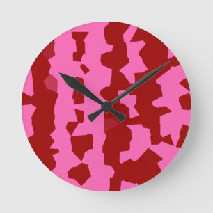 Pink Maroon Red Irregular Abstract Design  Round Clock