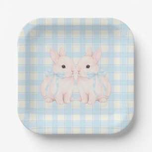 Pink Marshmallow Bunny Rabbits Easter Paper Plate