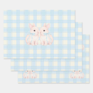 Pink Marshmallow Bunny Rabbits Easter Wrapping Paper Sheet