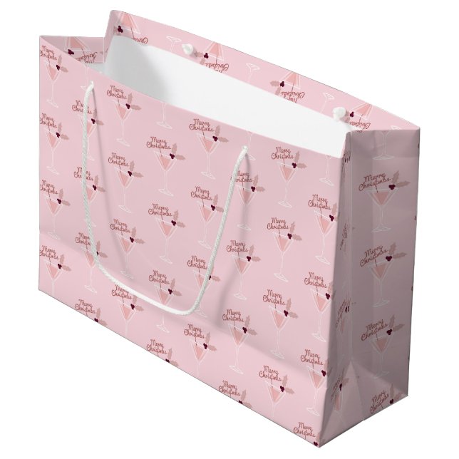 Pink Martini Christmas Large Gift Bag (Front Angled)
