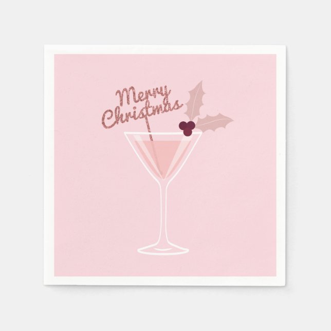 Pink Martini Christmas Napkin (Front)