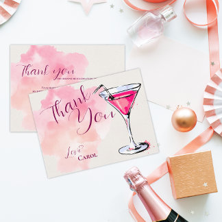 Pink Martini Cocktail Party Thank You Postcard