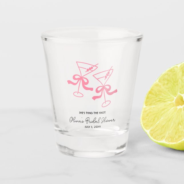 Pink Martini Coquette Bridal Shower Party Favour Shot Glass (Front)