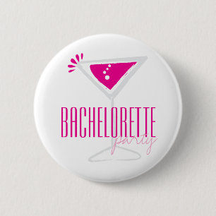Pink Martini Glass Bachelorette Party Button