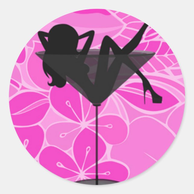 Pink martini glass girl sticker (Front)