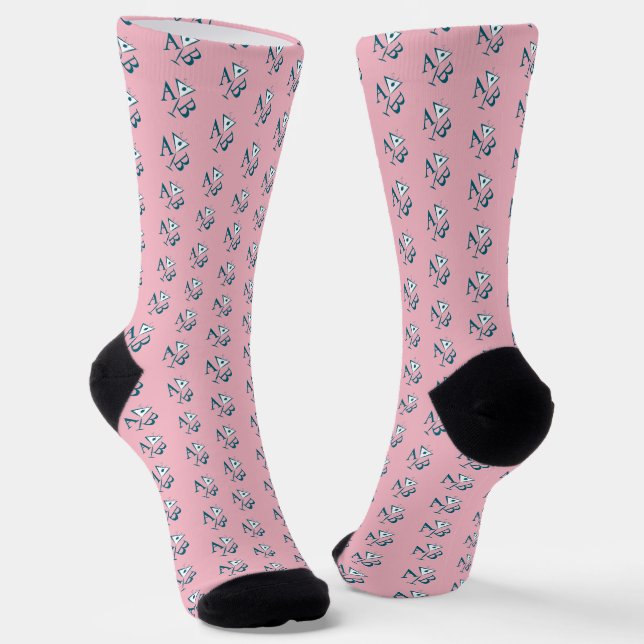Pink Martini Monogram Socks (Angled)