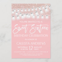 Pink Mason Jar String Lights Glitter Sweet 16